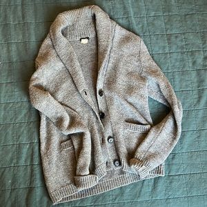 Heather gray wool shawl collar cardigan J. Crew EUC
